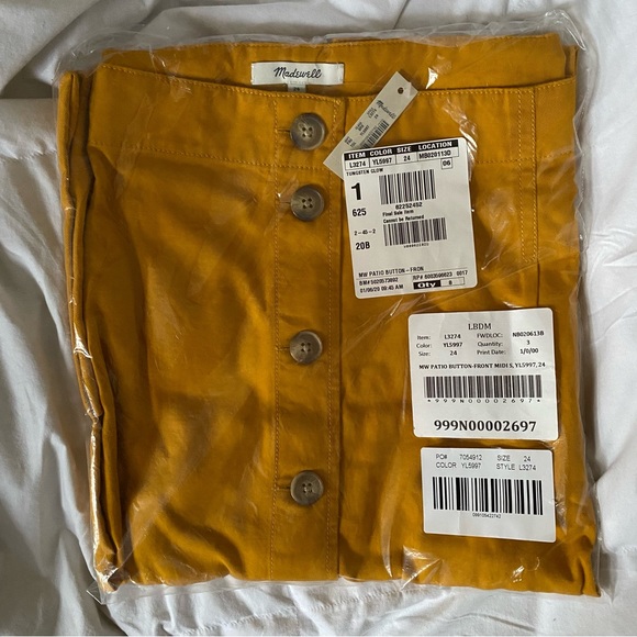 MADEWELL | Mustard Yellow Patio Button Front Cotton Midi Skirt Plus Size 24 New - Picture 5 of 5